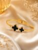 Black Clover Gold Plated Stainless Steel Bracelet