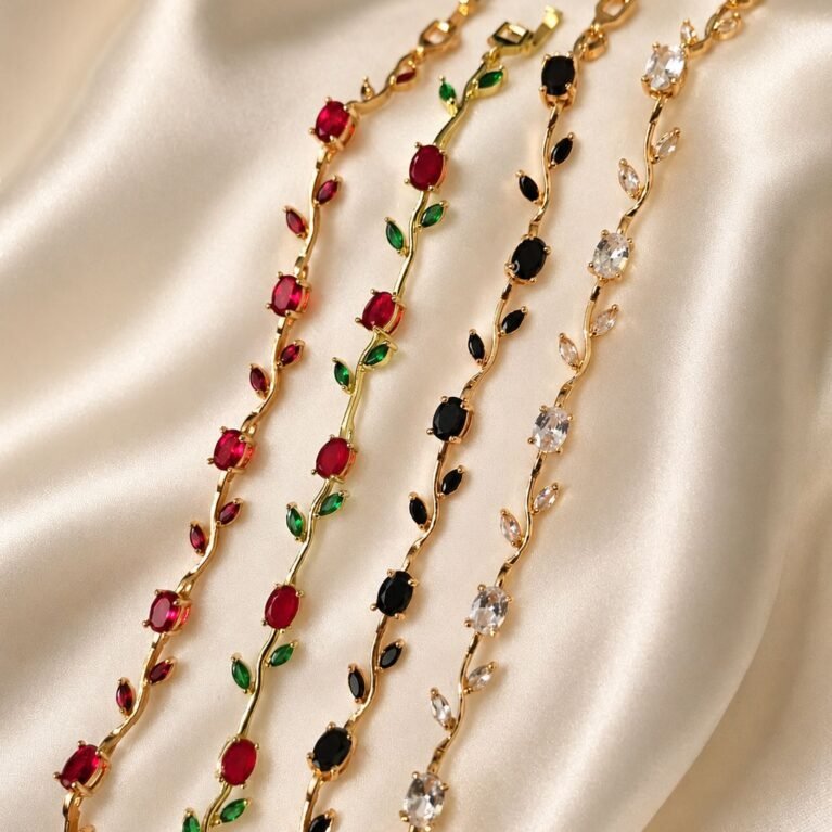 Luxury Multi-Color Gemstone Gold Bracelet