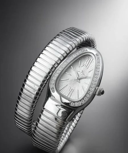 Luxury Silver Oval Dial Watch & Bracelet Set