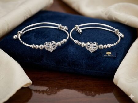 925 Sterling Silver Heart Couple Bracelet Set