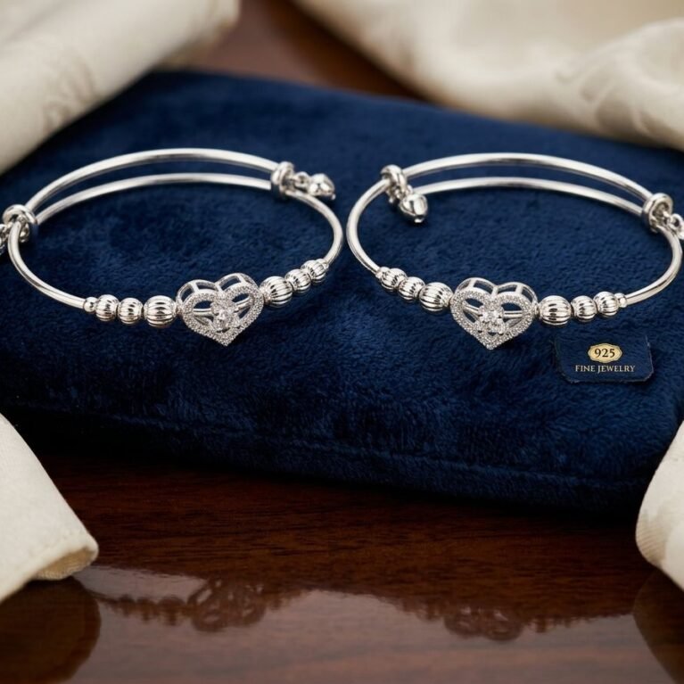 925 Sterling Silver Heart Couple Bracelet Set